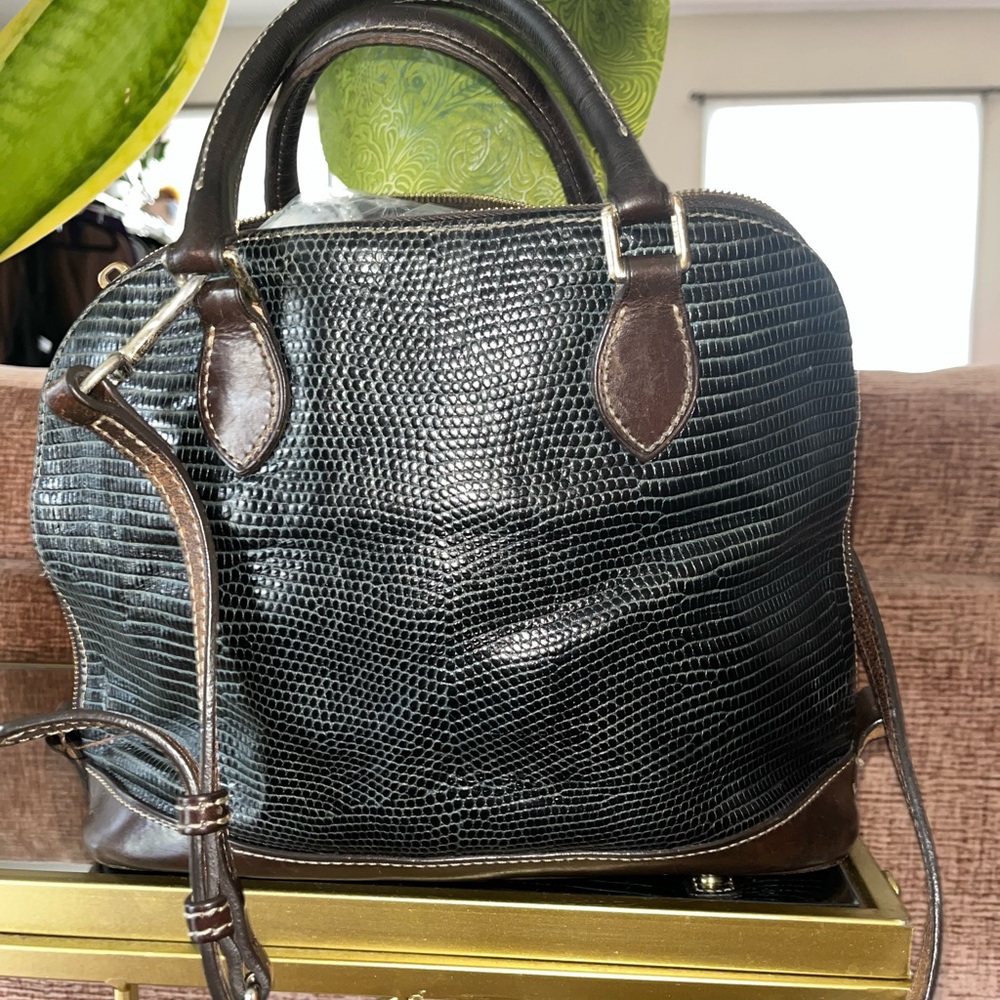 Dooney & Bourke Black and Brown Textured Satchel - Picture 2 of 7